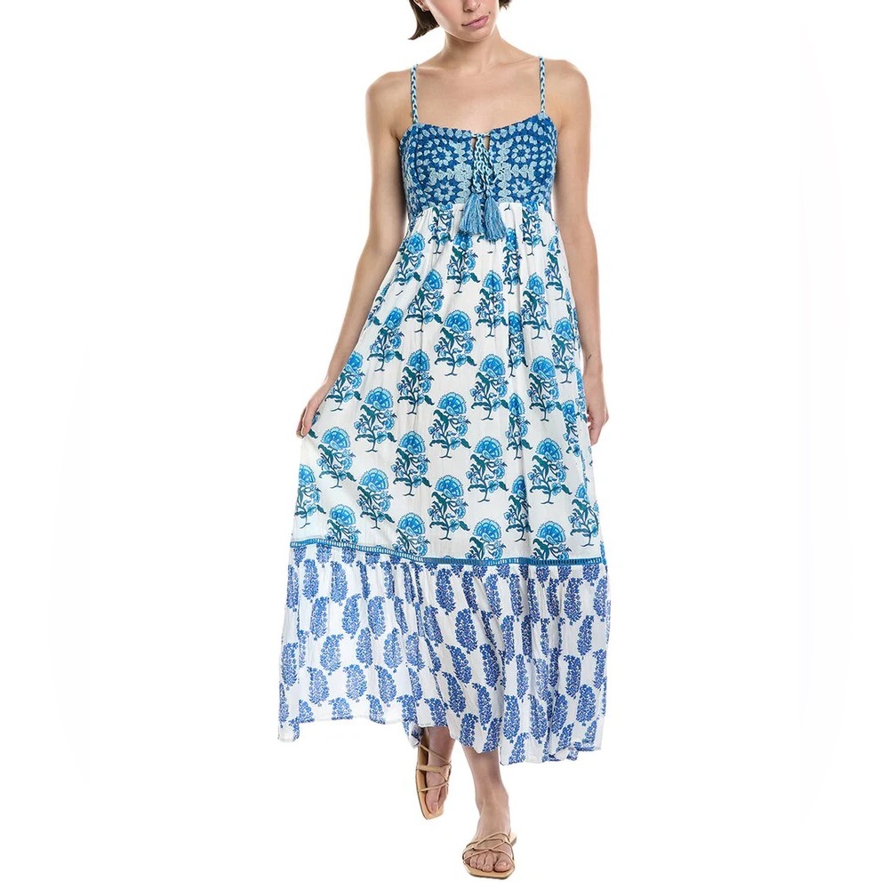 Anthropologie x Ro’s Garden New Guinea Blue Floral Maxi Dress